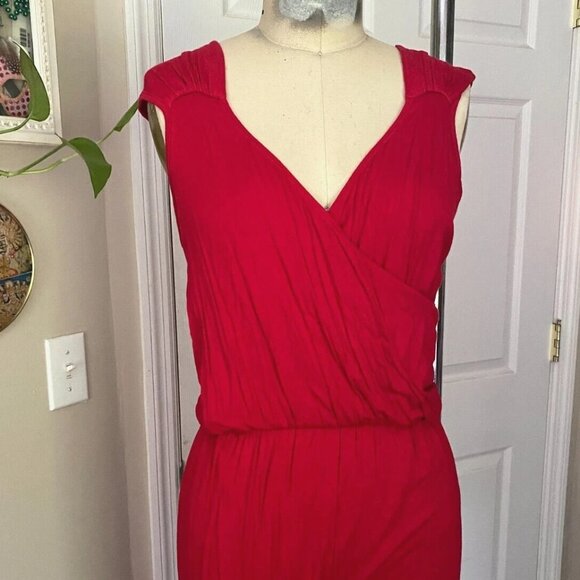 ROLLA COASTER Red Keyhole Open-Back stretch Cocktail JUMPSUIT Romper *SMALL* - Picture 3 of 7